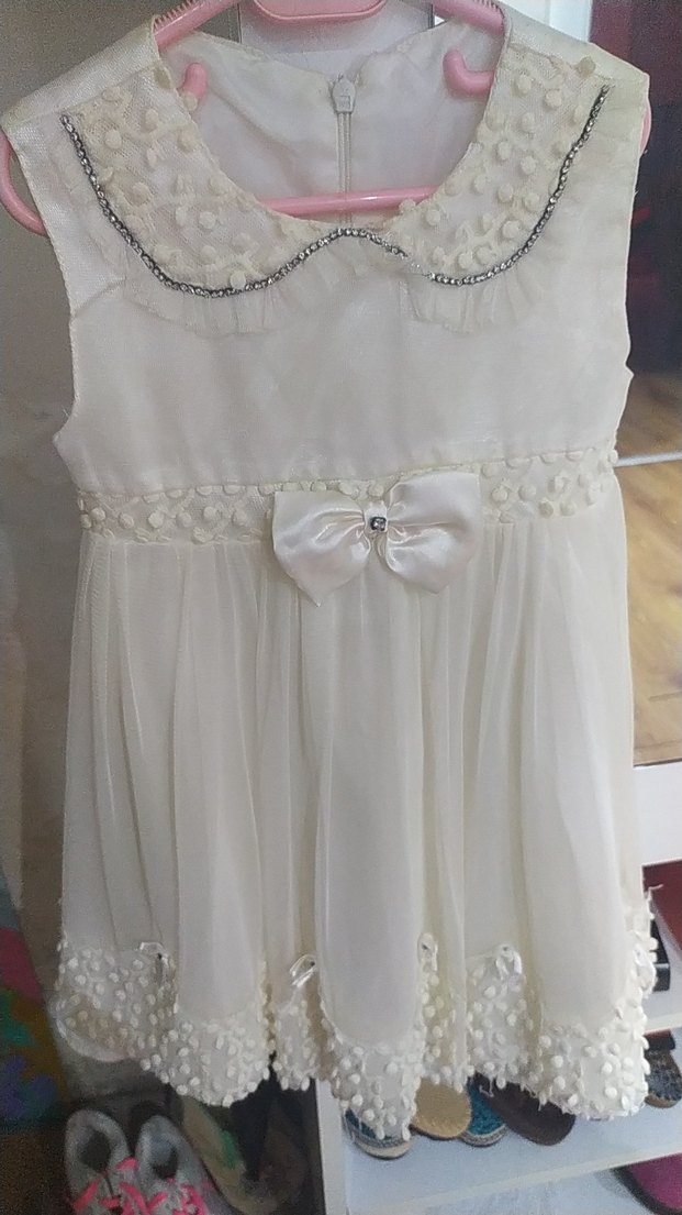Kız Çocuk Beyaz Fırfırlı Kolsuz Elbise gelinlik - Görsel 2