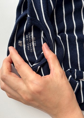 H&M Çizgili Lacivert Erkek Bebek Body - Görsel 2