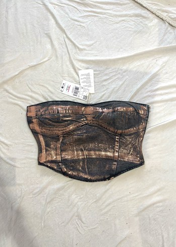 Mango Metallic Bandeu Corset Top