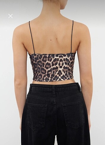 xs Beden kahverengi Renk TREND BASİC LEOPAR CROP