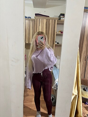 TOPSHOP KESİK TOZ PEMBE CROP KAZAK