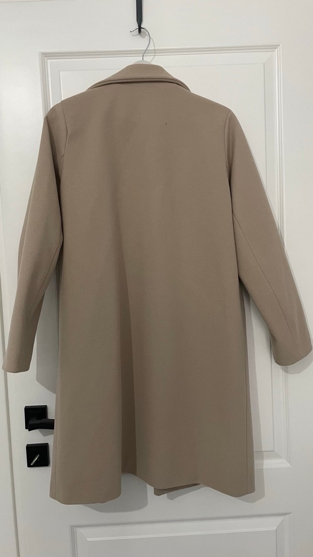 Düğmeli Bej Midi Kadın Kaban - Görsel 3