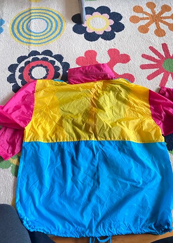 vintage Renkli Kapüşonlu yağmurluk rüzgarlık - Görsel 3