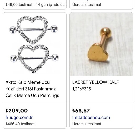 Kalp şeklinde nipple piercing - Görsel 3