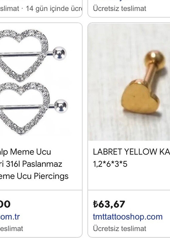 Kalp şeklinde nipple piercing - Görsel 3