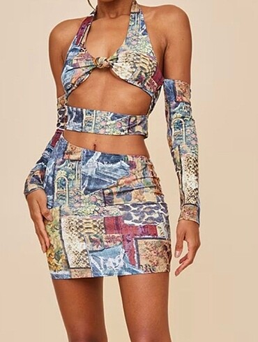 dekolteli şık elbise cut out