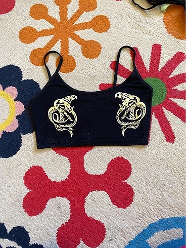 Diğer yılan baskılı mini neon crop