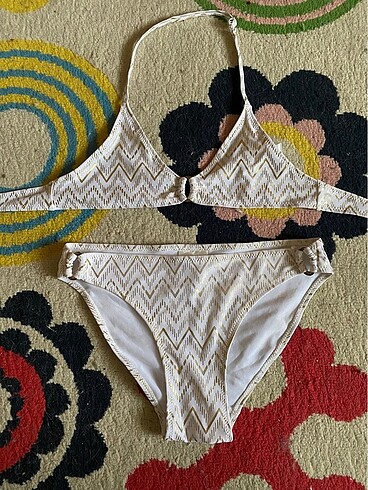 h&m 32 beden beyaz gold bikini