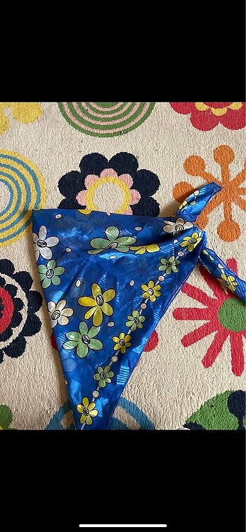 vintage saten karışımı pareo fular - Görsel 2