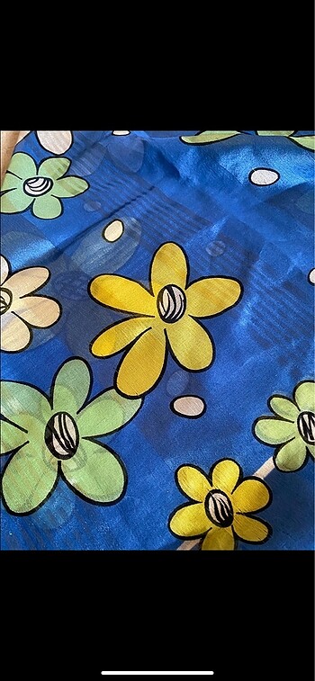 vintage saten karışımı pareo fular - Görsel 4