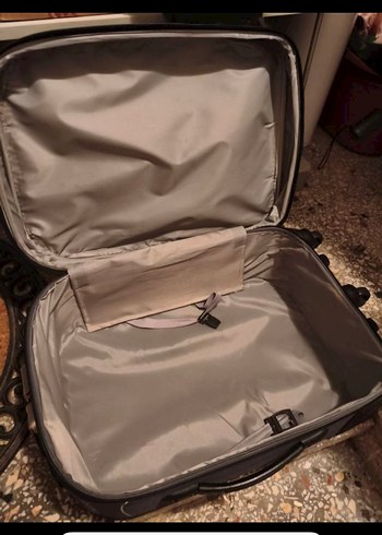 Gri Baskılı Erkek Valiz, Fermuarlı - Görsel 3