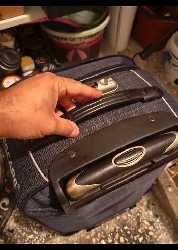 Gri Baskılı Erkek Valiz, Fermuarlı - Görsel 4