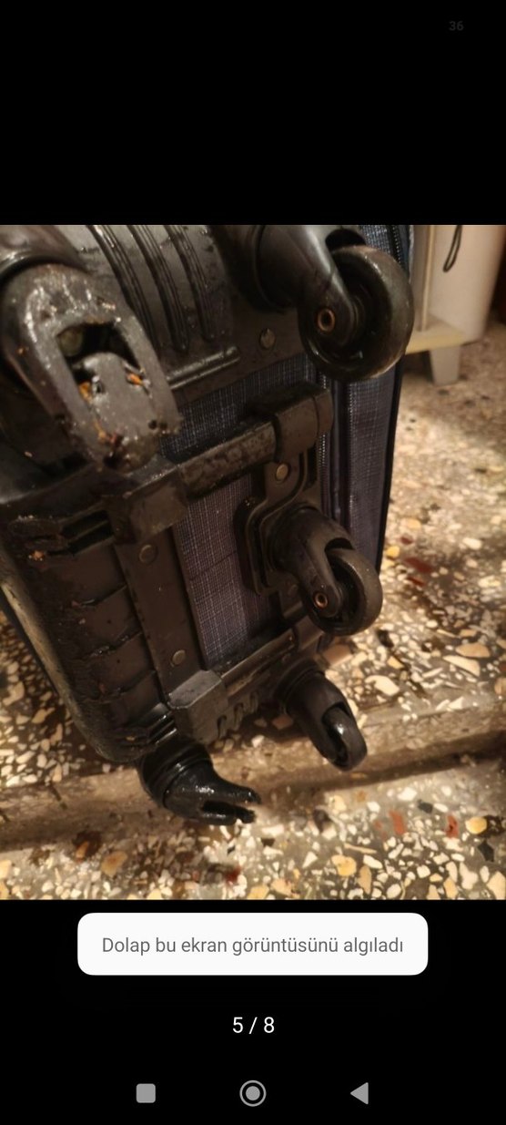 Gri Baskılı Erkek Valiz, Fermuarlı - Görsel 5