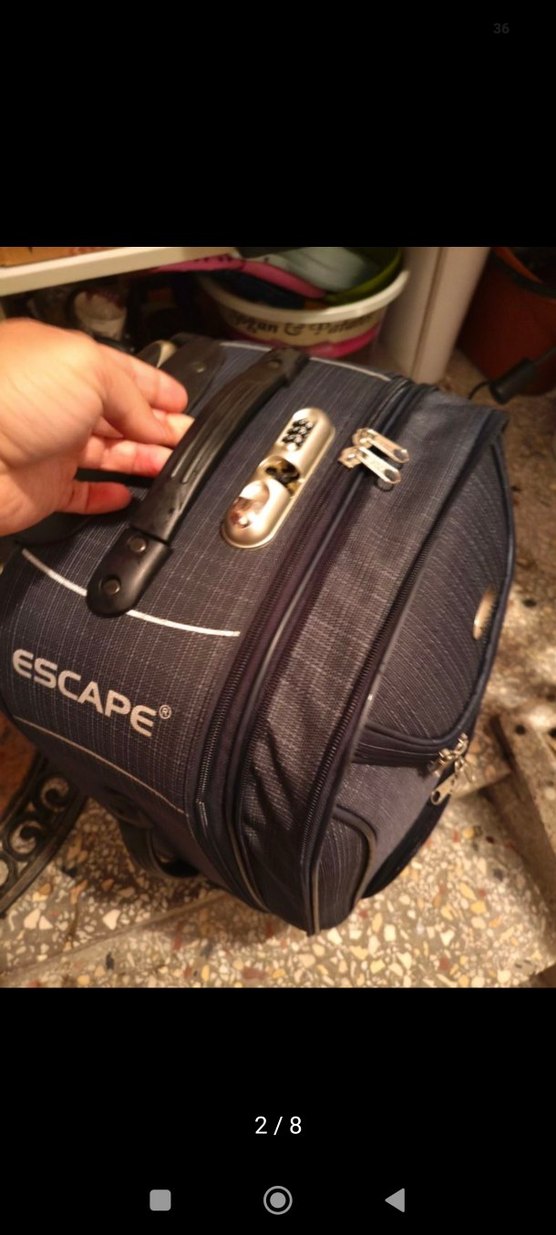 Gri Baskılı Erkek Valiz, Fermuarlı - Görsel 2