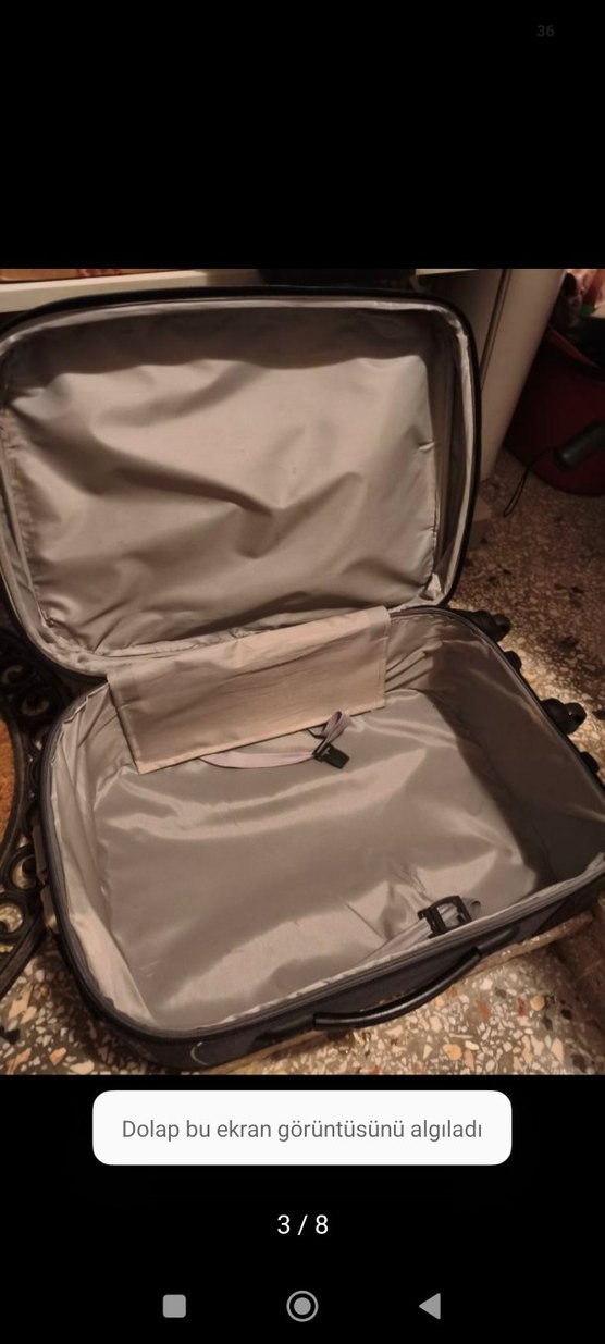 Gri Baskılı Erkek Valiz, Fermuarlı - Görsel 3