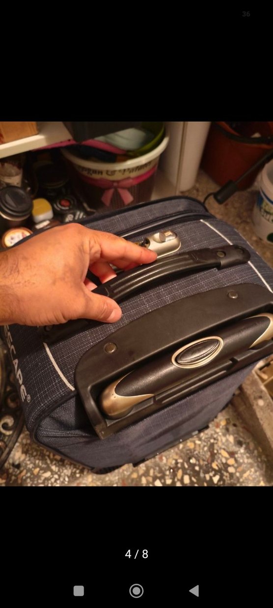 Gri Baskılı Erkek Valiz, Fermuarlı - Görsel 4