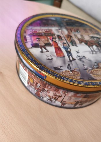 Renkli Yuvarlak Vintage Metal Kutu - Görsel 3