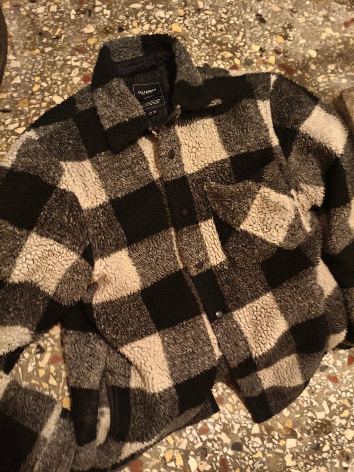 Düğmeli Kareli Erkek Polar Mont - Görsel 3