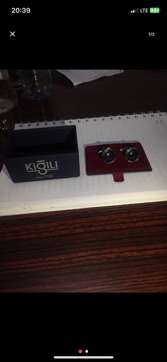 Kigılı mavi parlement taşlı kol düğmesi - Görsel 2