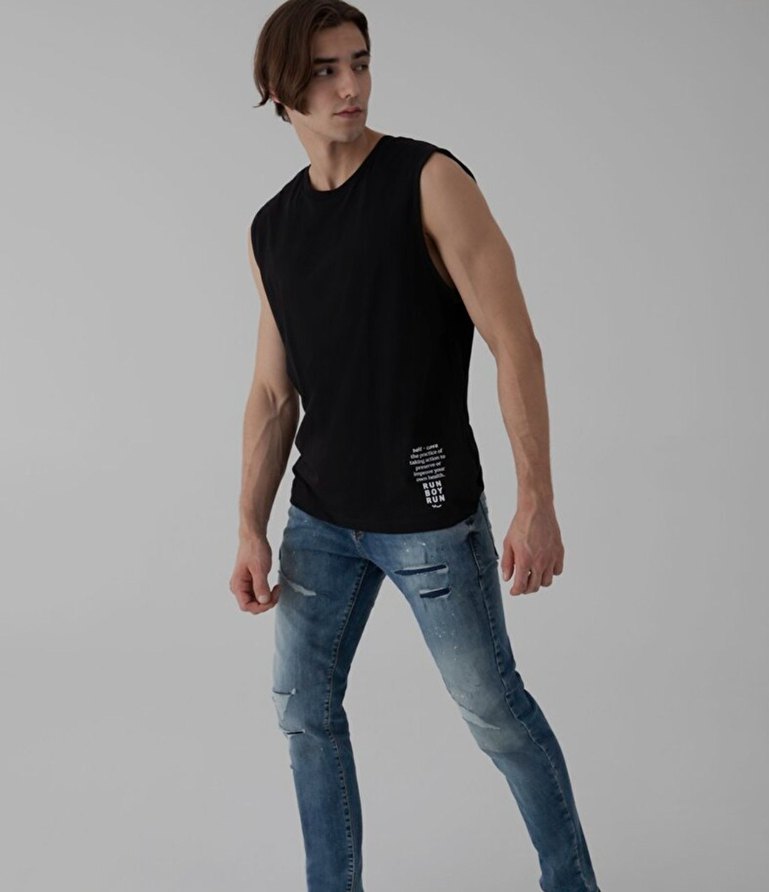 Siyah Erkek Kolsuz Oversize Atlet. 2 Adet - Görsel 2