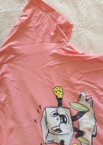 Pembe Baskılı Erkek Tişörtü, Kısa Kollu - Görsel 2