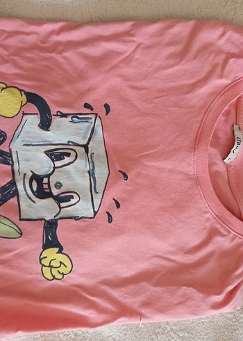 Pembe Baskılı Erkek Tişörtü, Kısa Kollu - Görsel 3