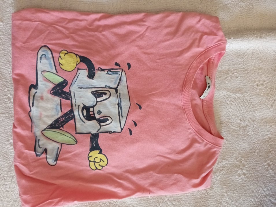 Pembe Baskılı Erkek Tişörtü, Kısa Kollu - Görsel 3