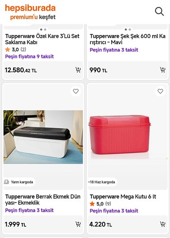 Tupperware Kırmızı Plastik Saklama Kabı - Görsel 2