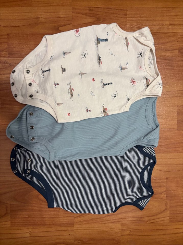 Carters Marka, Mavi Kolsuz Bebek Body, Pamuk, - Görsel 3