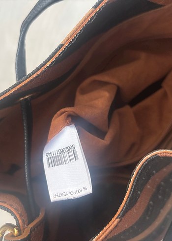 Orjinal Vakko Kahverengi Deri Çizgili Kadın Omuz Çantası - Görsel 2