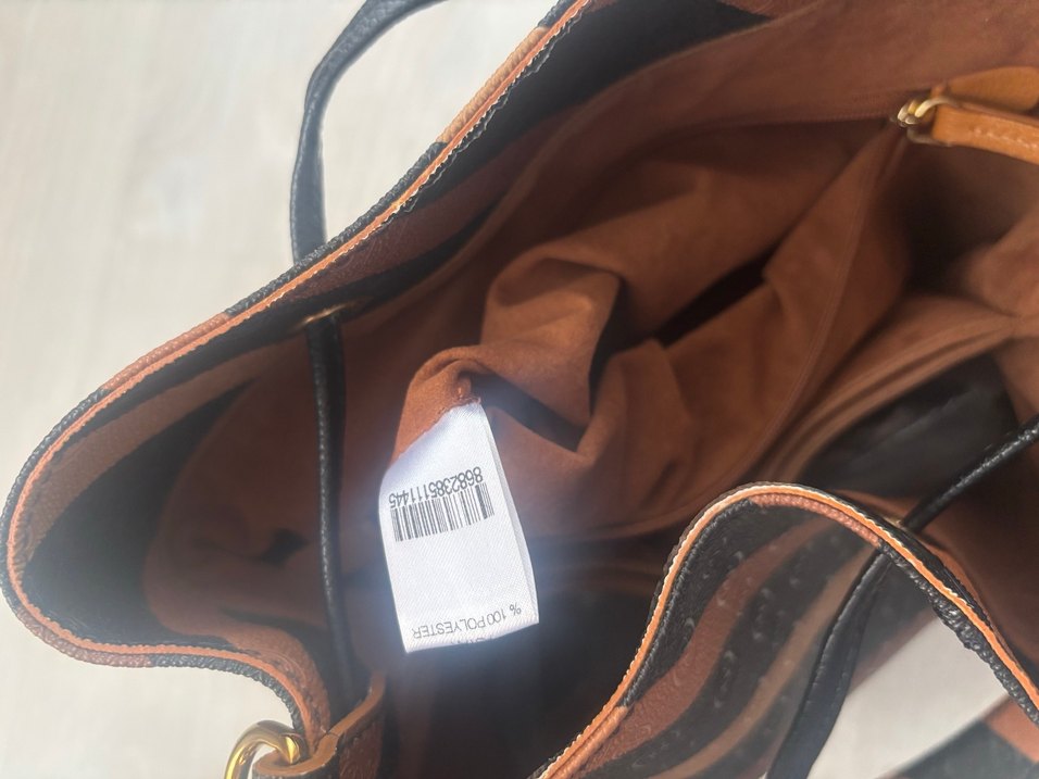 Orjinal Vakko Kahverengi Deri Çizgili Kadın Omuz Çantası - Görsel 2