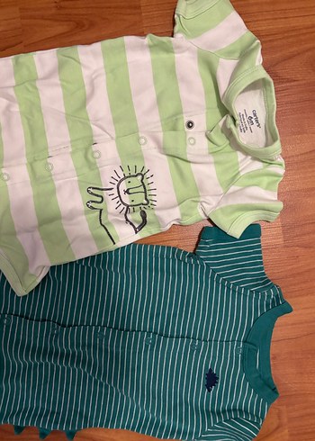 Carters Marka Kısa Kollu Bebek Tulumları, Düğmeli, Yeşil - Görsel 2