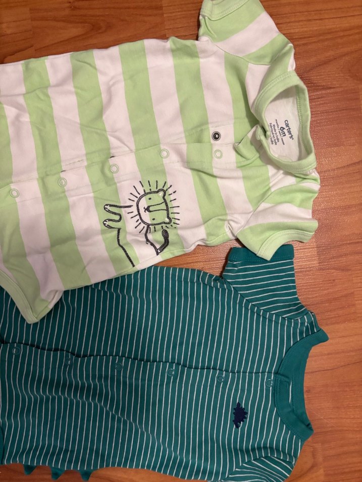 Carters Marka Kısa Kollu Bebek Tulumları, Düğmeli, Yeşil - Görsel 2