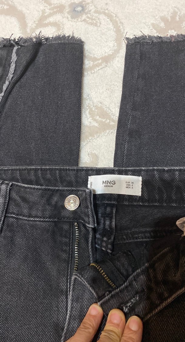 Gri Batik Desenli Kadın Kot Pantolon - Görsel 4