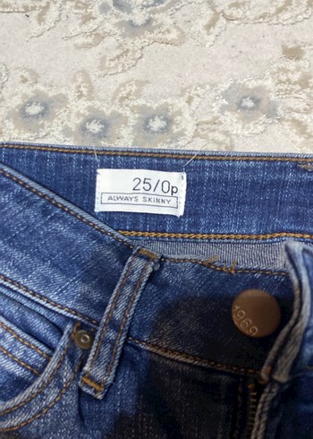 Kadın Mavi Gri Batik Desenli Normal Boy Kot Pantolon - Görsel 2