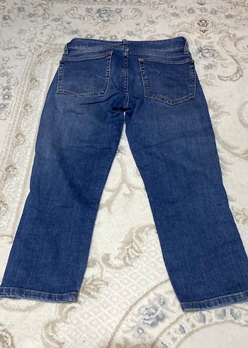 Kadın Mavi Gri Batik Desenli Normal Boy Kot Pantolon - Görsel 3