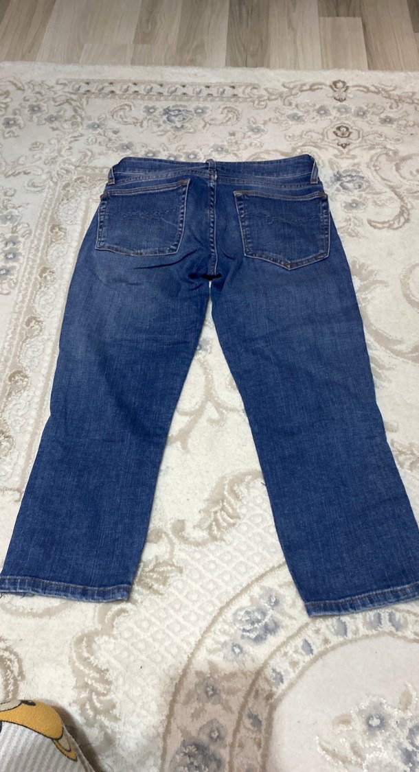 Kadın Mavi Gri Batik Desenli Normal Boy Kot Pantolon - Görsel 3