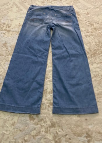 Kadın Mavi Bol Kesim Midi Denim Pantolon - Görsel 4