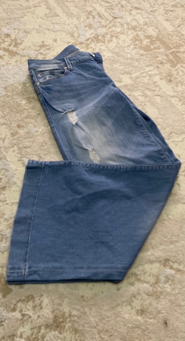 Kadın Mavi Bol Kesim Midi Denim Pantolon - Görsel 5