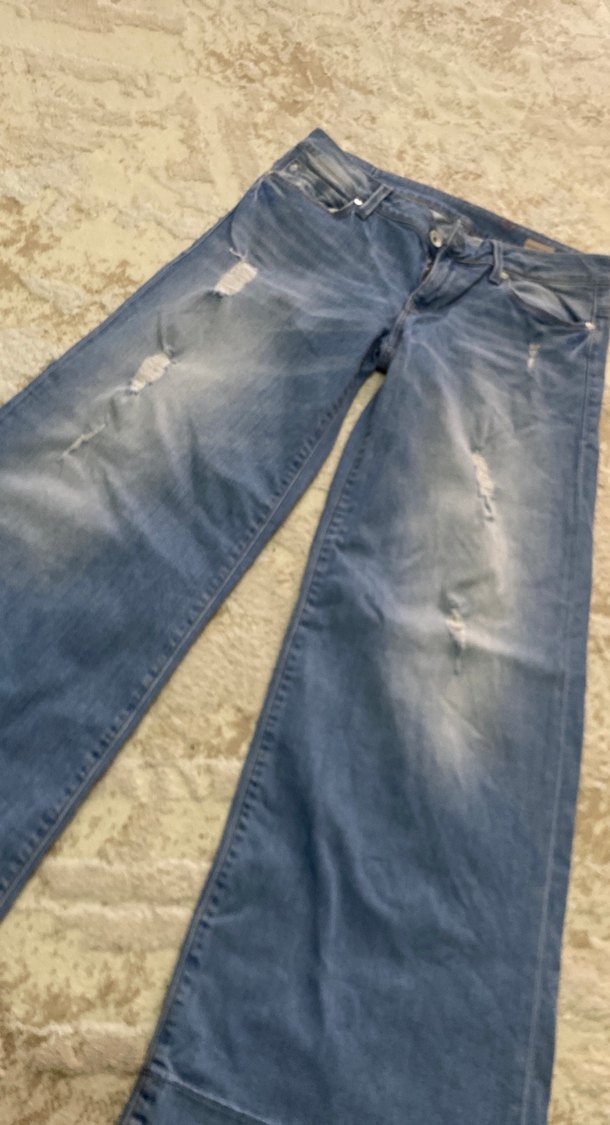 Kadın Mavi Bol Kesim Midi Denim Pantolon - Görsel 2