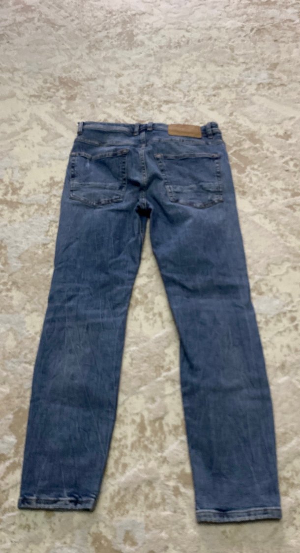 Kadın Mavi Bol Kesim Midi Kot Pantolon - Görsel 3