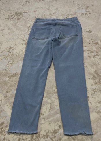 Kadın Gri Mavi Yırtık Salaş Kot Pantolon - Görsel 4