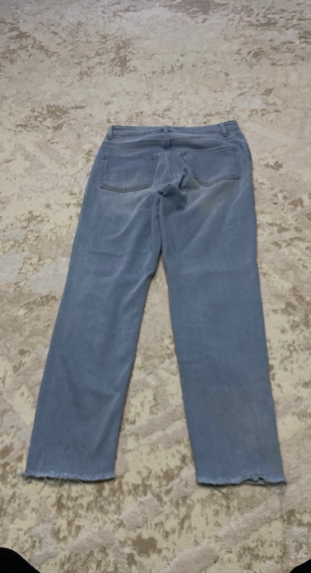 Kadın Gri Mavi Yırtık Salaş Kot Pantolon - Görsel 4