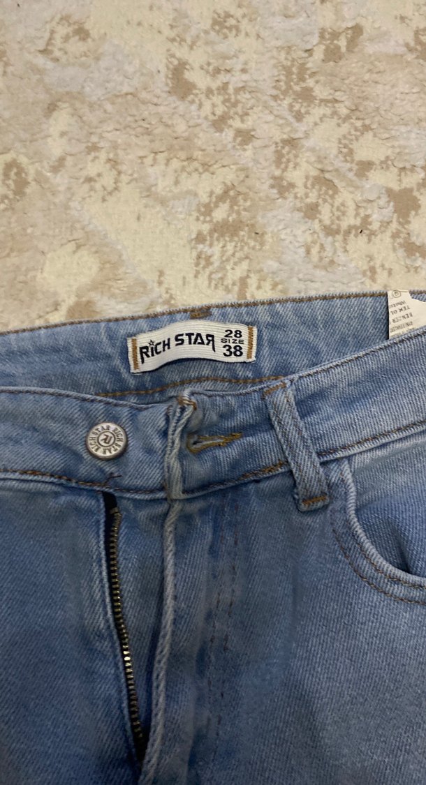 Kadın Gri Mavi Yırtık Salaş Kot Pantolon - Görsel 2