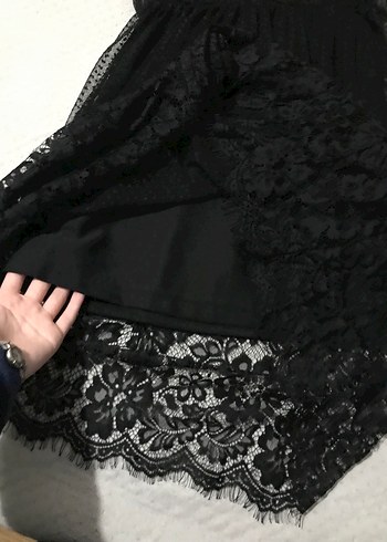 m Beden siyah Renk Siyah kisa kol Uzun dantelli Gotik Elbise