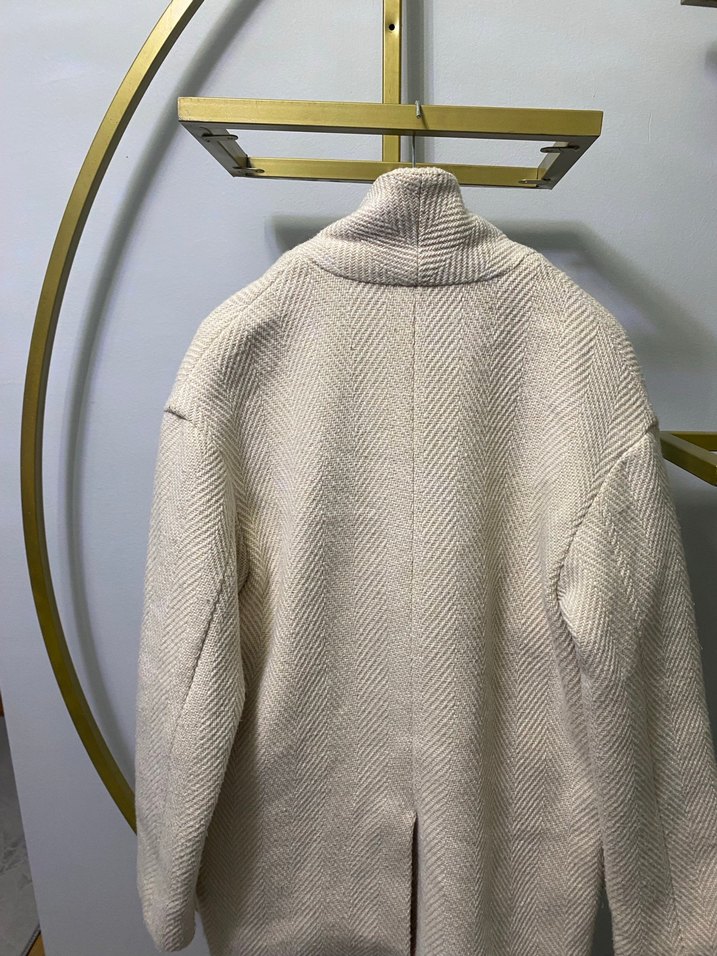 Bej Kadın Yün Midi Kaban - Görsel 4