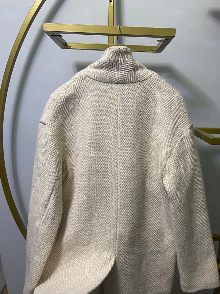 Bej Kadın Yün Midi Kaban - Görsel 3