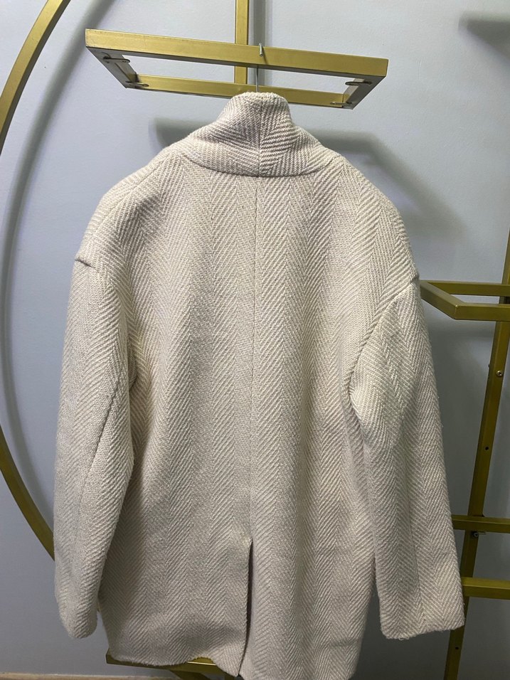 Bej Kadın Yün Midi Kaban - Görsel 5