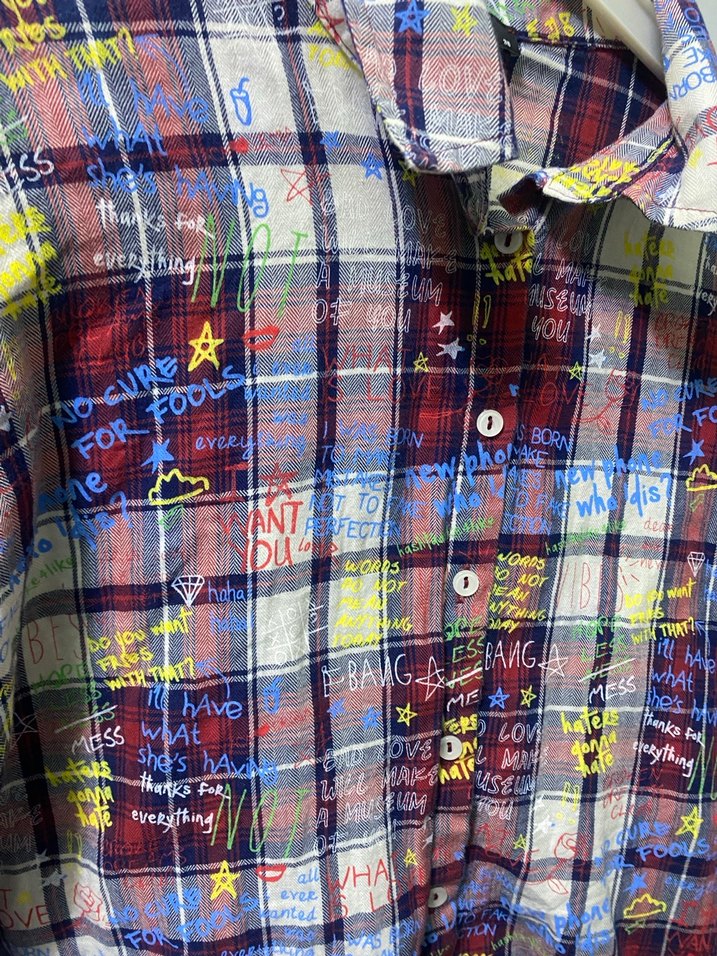 Renkli  Desenli Düğmeli Kadın Gömlek - Görsel 3