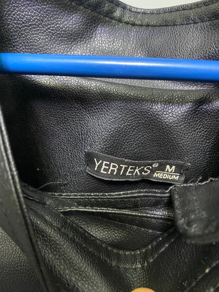 Kadın Siyah Deri Biker Ceket - Görsel 3